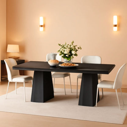 Wooden Dining Table for 6 with Heavy Duty Legs Black