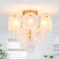 Gold 4 Light Crystal Glass Flush Mount Ceiling Light