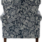 Elegant Floral Wingback Chair With Removable Cushion