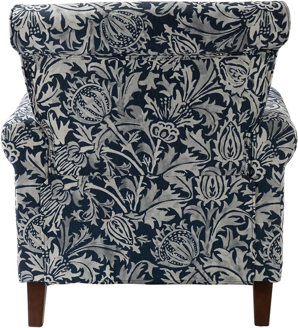 Elegant Floral Wingback Chair With Removable Cushion