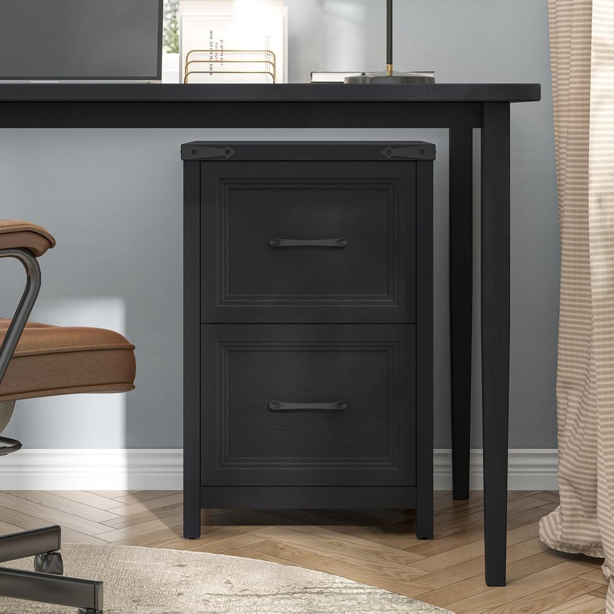 Black Farmhouse Vertical Adjustable File Cabinet Drawer