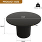 Round Dining Table For 4 47 Inch Black Wood Strip Base Kitchen Table