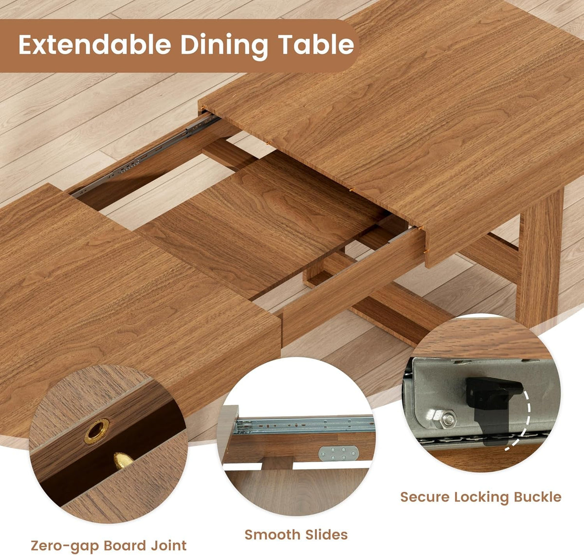 Brown Extendable Dining Table Accommodates Large Parties