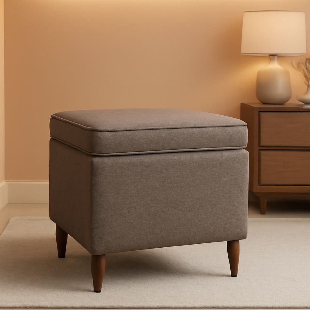 Chocolate Brown Contemporary Storage Ottoman With Lid