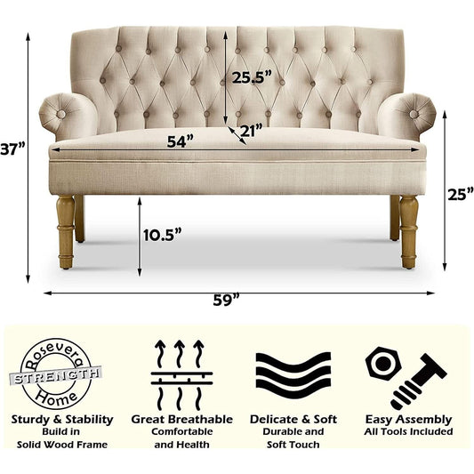 Warm Beige Tufted Loveseat Sofa Modern Living Room-1