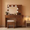 Contemporary Rustic Brown Vanity Desk With Lighting