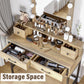 Brown Vanity Table With Illumination Mirror Lights