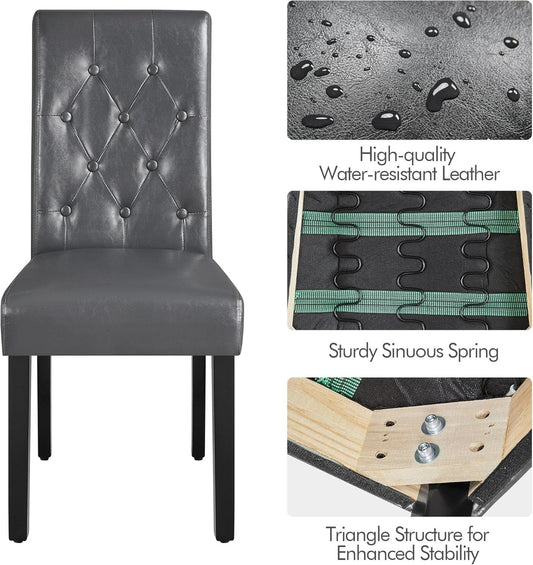 Gray Faux Leather Parsons Dining Chairs Set Of 2 High Back