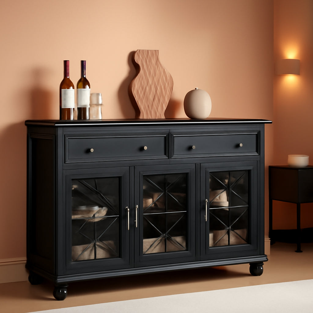 Black Sideboard Buffet Cabinet With Adjustable Shelves