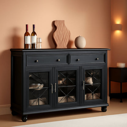 Black Sideboard Buffet Cabinet With Adjustable Shelves