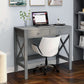 Home Office Desk Grey With Two Drawers Computer Table