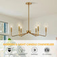 Brushed Brass Six Light Ceiling Mounted Chandelier Fixture