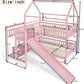 Pink Full Over Full Bunk Bed Playhouse With Stairs Storage