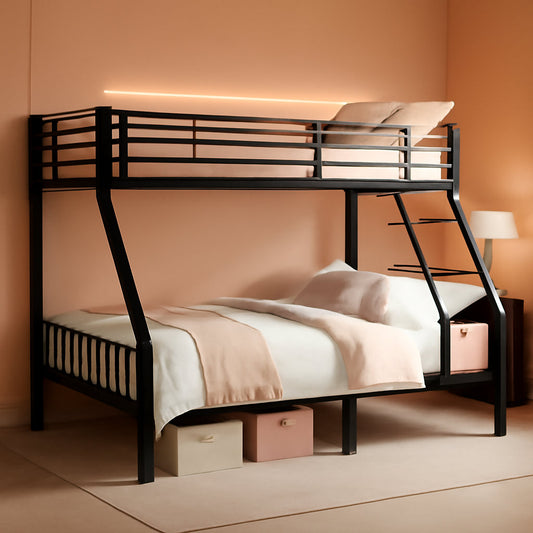 Twin XL Queen Bunk Bed Black Industrial Grade Steel Frame