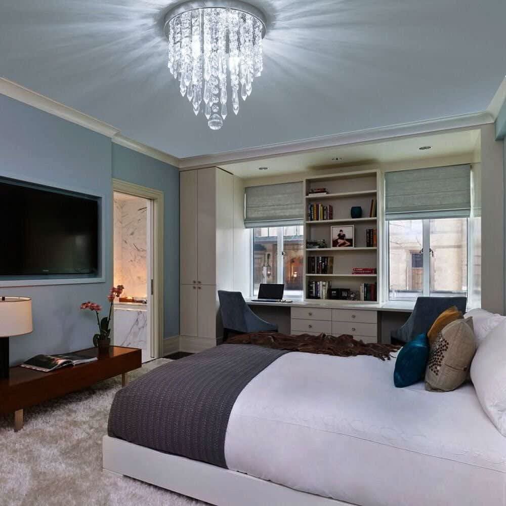 Miniature Crystal Chandelier Flush Mount Ceiling Light