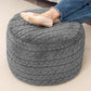 Luxuriously Round Pouf Ottoman 20x20 Gray Footrest