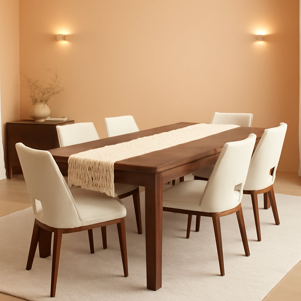 Large Walnut Wood Rectangular Farmhouse Dining Table