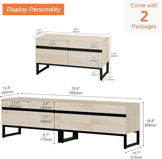 Light Oak Contemporary Entertainment TV Stand 75 Inch