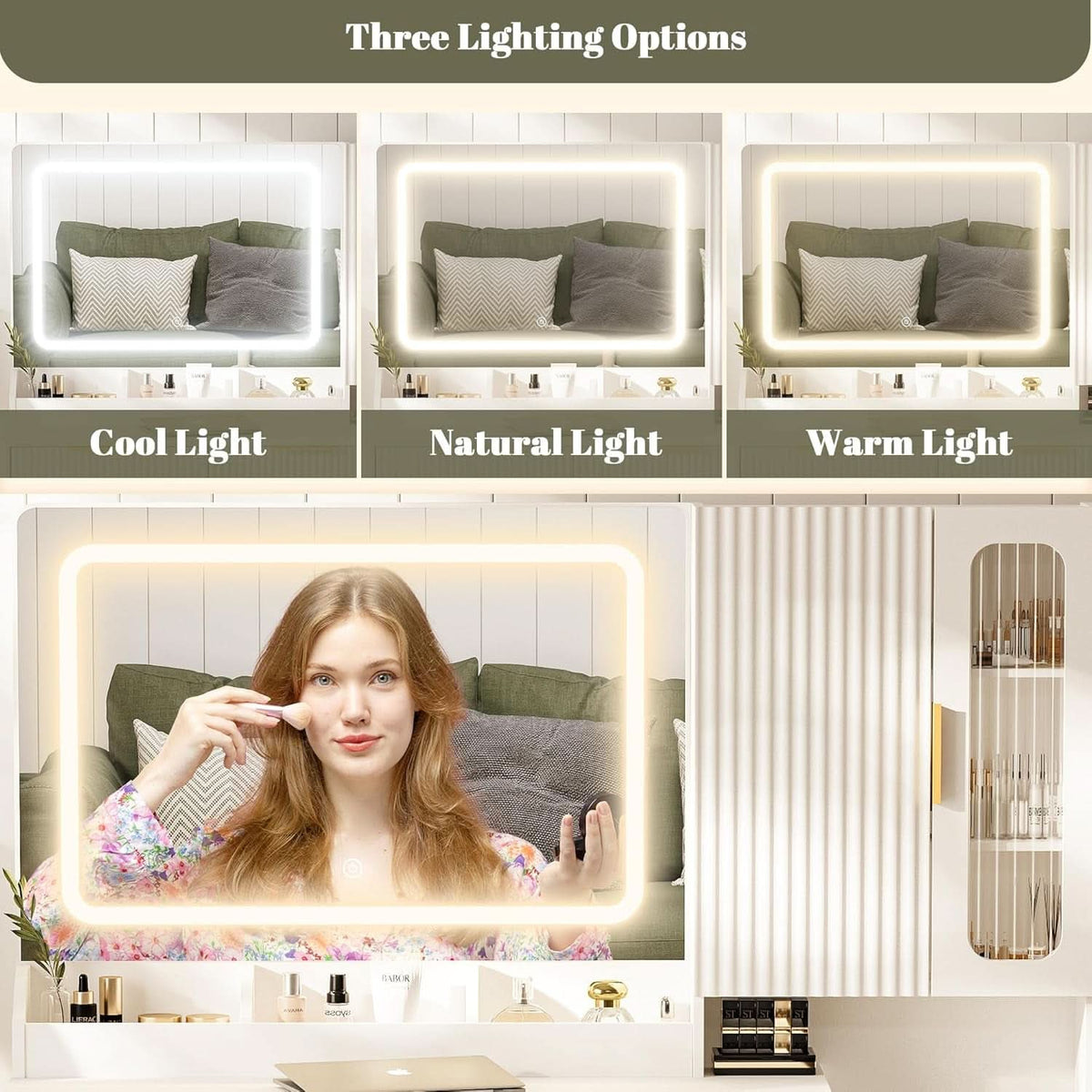 45-Inch Cosmetic Vanity Desk With LED Ambient Light-3