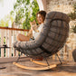 Grey Oversized Rocking Lounge Chair Cushioned Seat