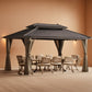 12x20ft Gazebo Hardtop Canopy Aluminum Frame Brown