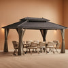 12x20ft Gazebo Hardtop Canopy Aluminum Frame Brown
