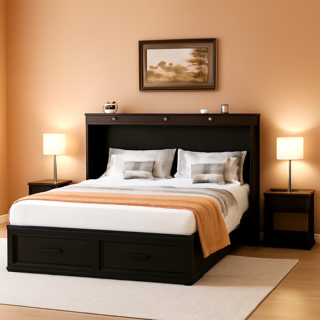 Queen Size Murphy Bed With Integrated Charging Station