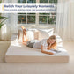 Beige Foldable Convertible Sleeper Sofa With CupHolders