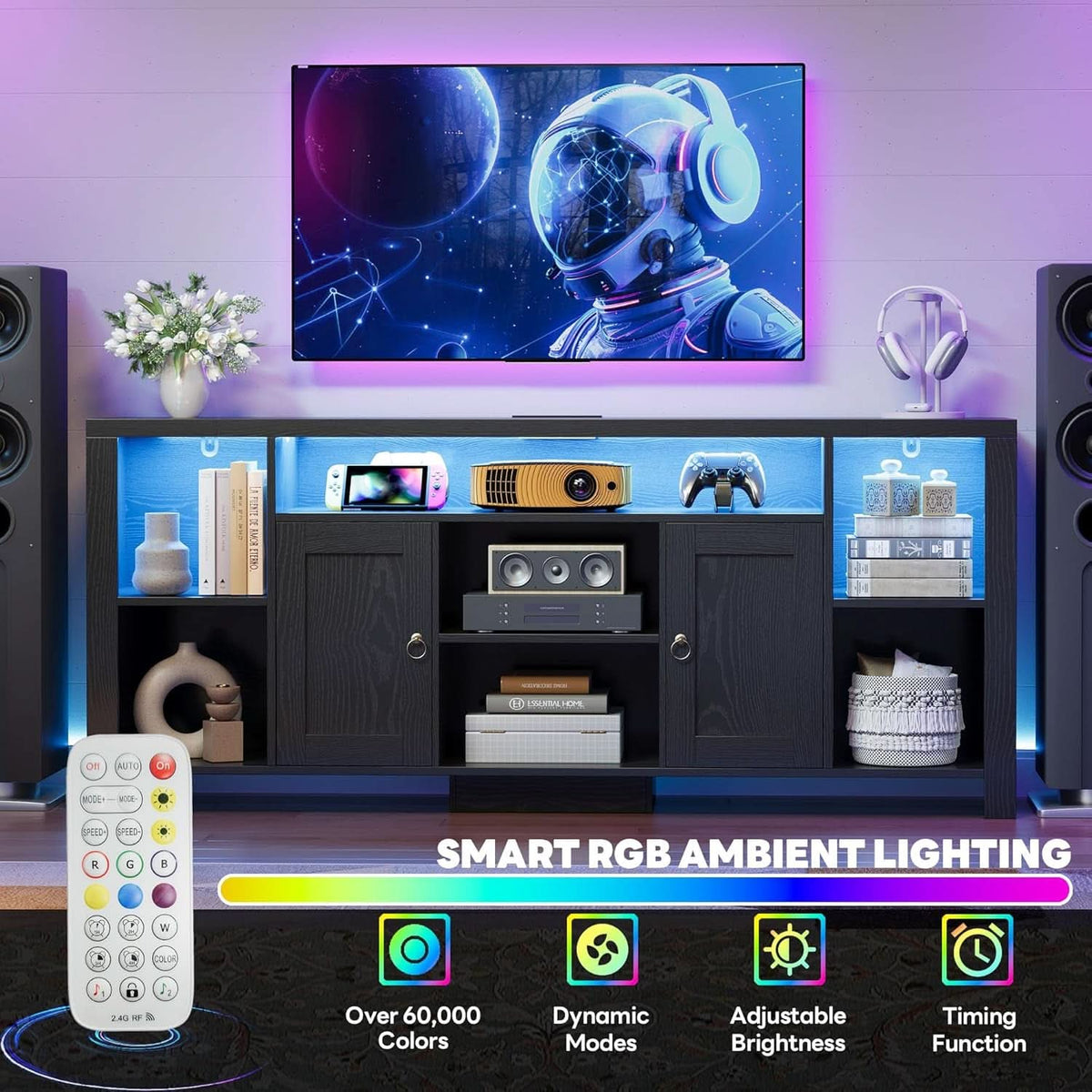 Eighty Inch TV Stand With Integrated LED Entertainment