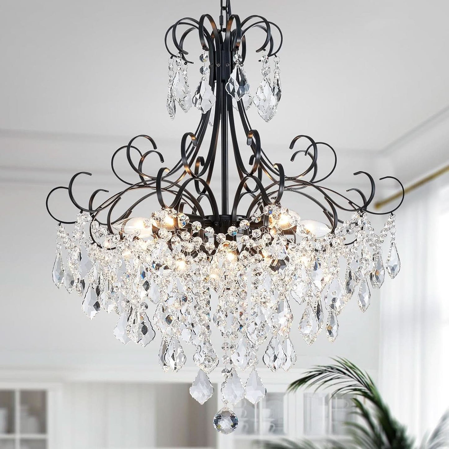 Black Crystal Chandelier 10 Light Pendant Ceiling Fixture