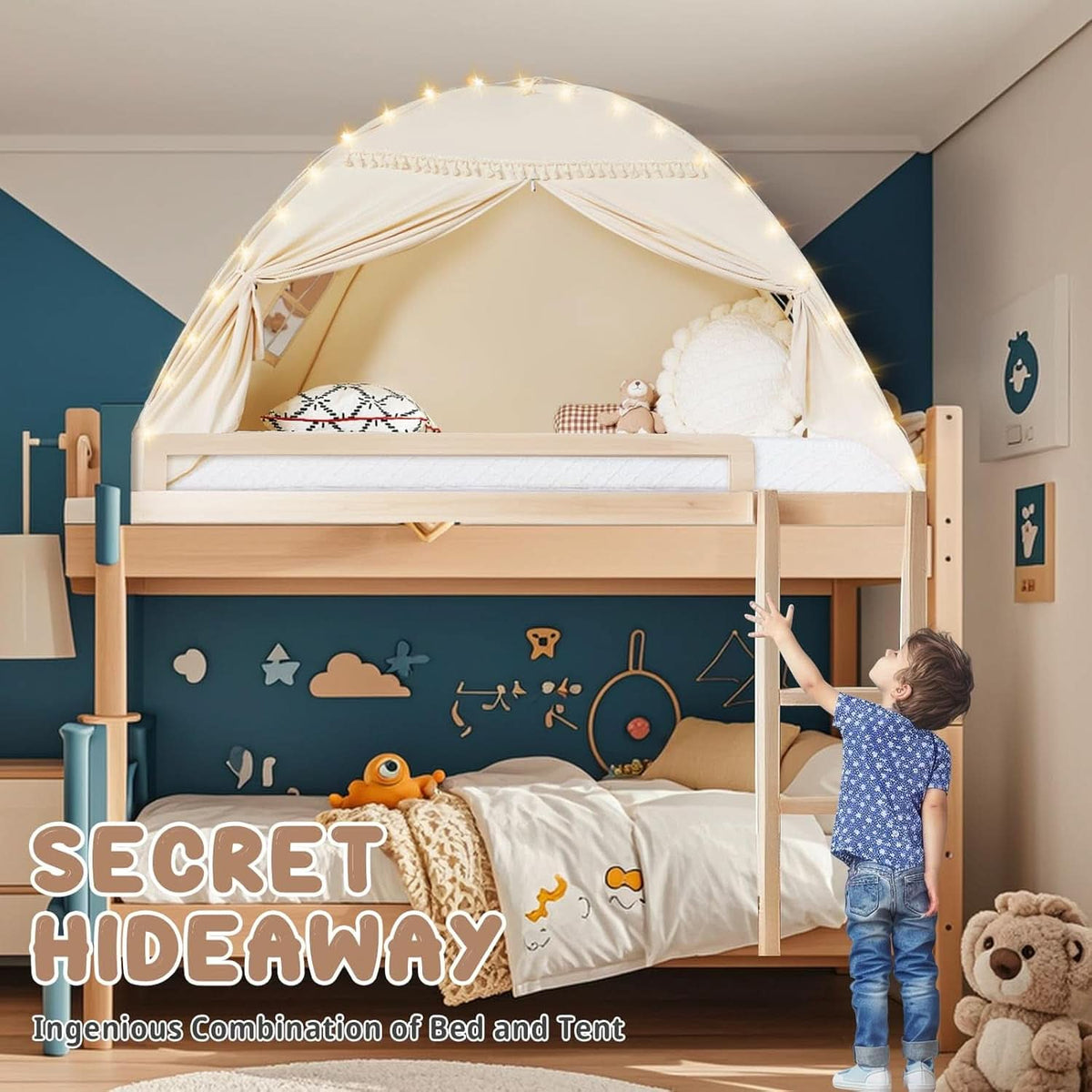 Golden Beige Premium Toddler Canopy Bed Tent Privacy