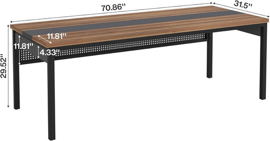 70.8 Inch Brown Black Professional Desk Workstation