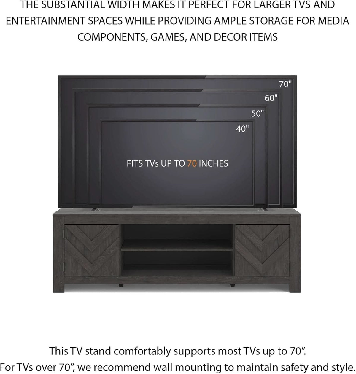 Cayboni Contem porary SeventyOneInch TV Stand Ebony