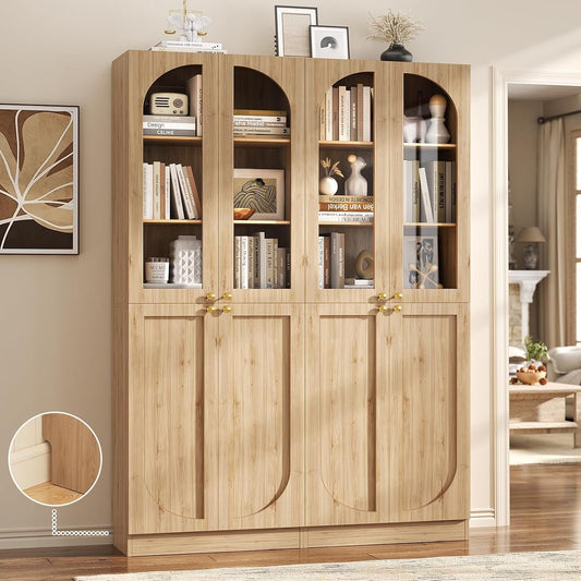 80 Inch Arched Bookcase Featuring Premium Soft Close