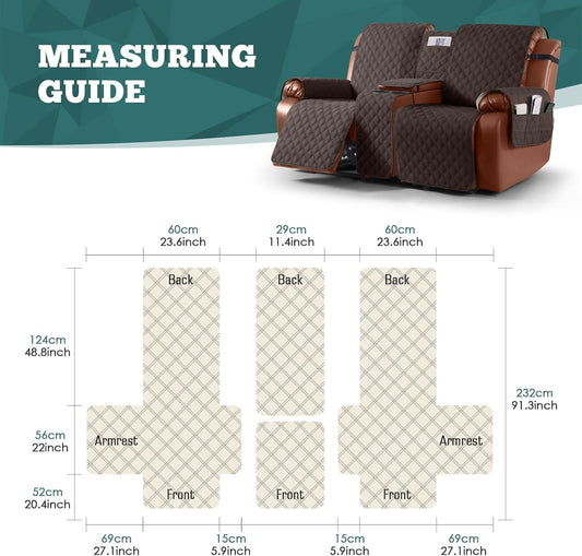 Waterproof Loveseat Cover With Console Chocolate 2 Seater