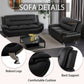 Black 5 Seat Faux Leather Sectional Sofa Set For Living Room