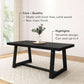 72 Inch Farmhouse Dining Table Solid Wood Black Wirebrush