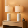 23 Inch Modern Ceramic Table Lamps Set Of 2 White And Beige-0