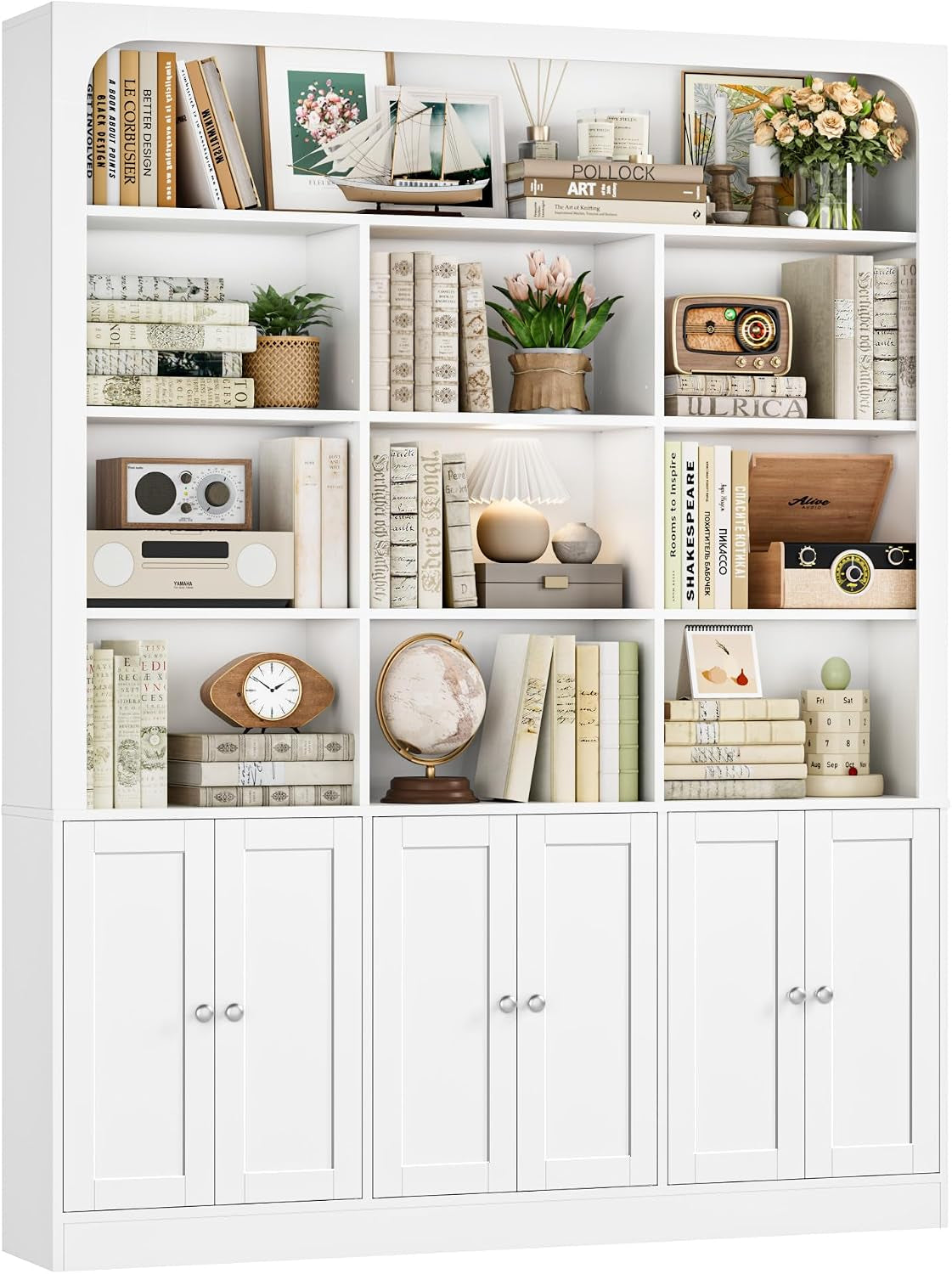 White Six Tier Freestanding Contemporary Storage Bookcase