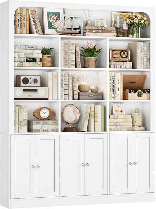 White Six Tier Freestanding Contemporary Storage Bookcase