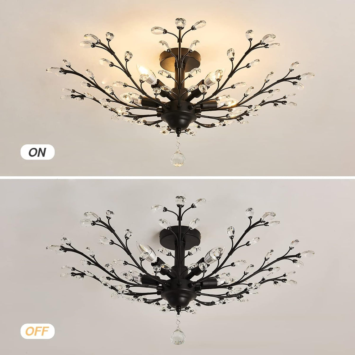 Black Five Light Vintage Crystal Ceiling Chandelier