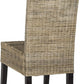 Grey Wicker Dining Chair 18 Inch Rattan Cotton Upholstery