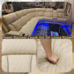 Beige Genuine Leather Power Recliner Sectional LED