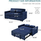 Navy Corduroy Convertible Sleeper Sofa Bed Pockets