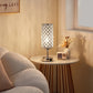 Crystal Diamond Nightstand Lamps Set Silvery Finish