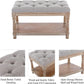 Grey Tufted Upholstered Storage Ottoman Bench Shelf