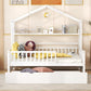 FullSize White Wooden Playhouse Trundle Bed Storage