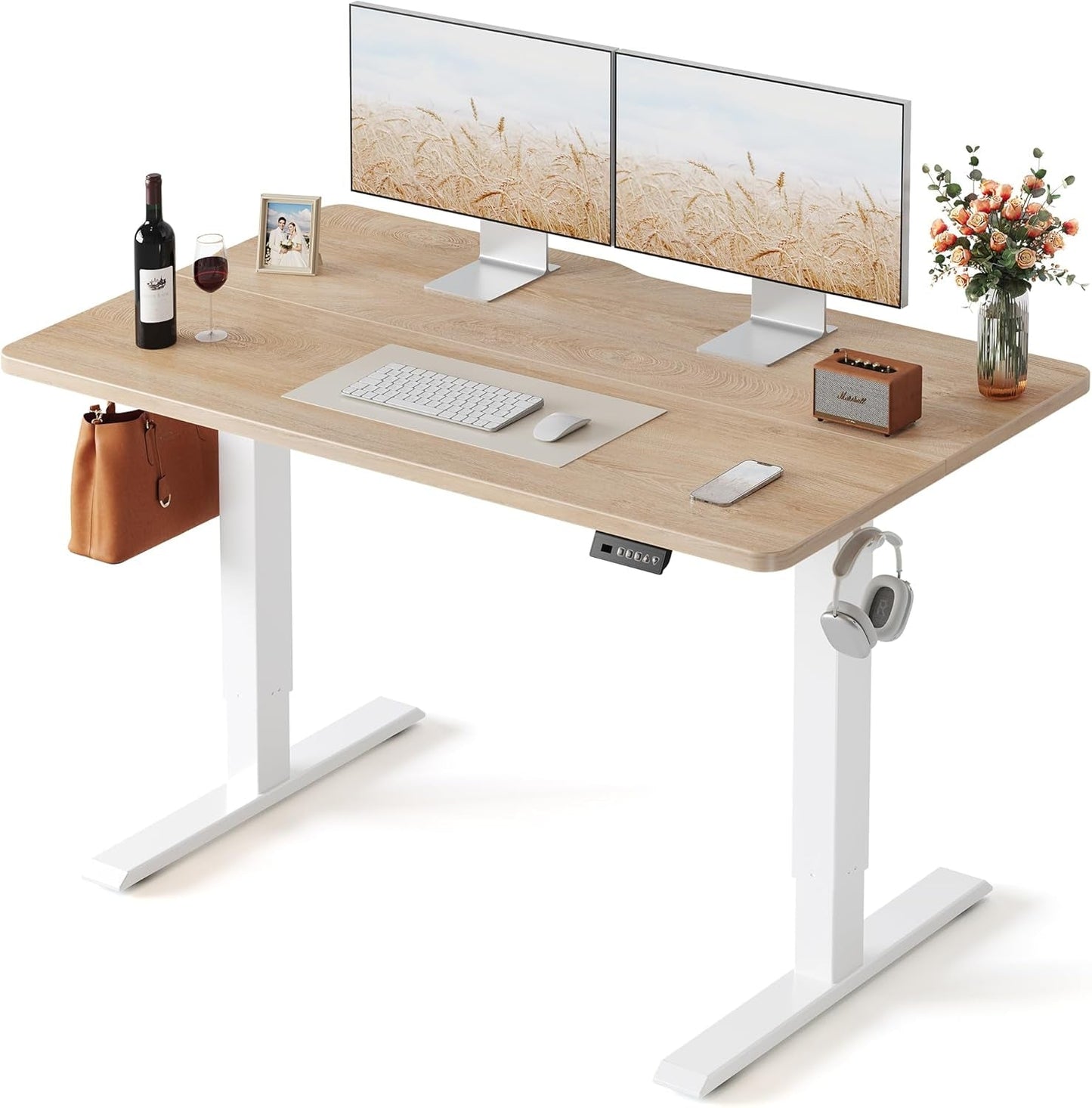 Electric Standing Desk 48x24 Inches Adjustable White