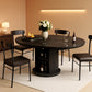 Extendable Circular Dining Table 47 Inch Black Walnut