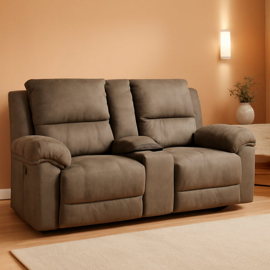 Gray Double Reclining Faux Leather Loveseat Deluxe